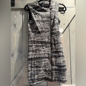 Design Lab Lord & Taylor NWT Sheath Dress Abstract Zip Front Black Grey Size 4